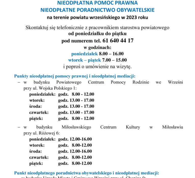 Nieodpłatna pomoc prawna