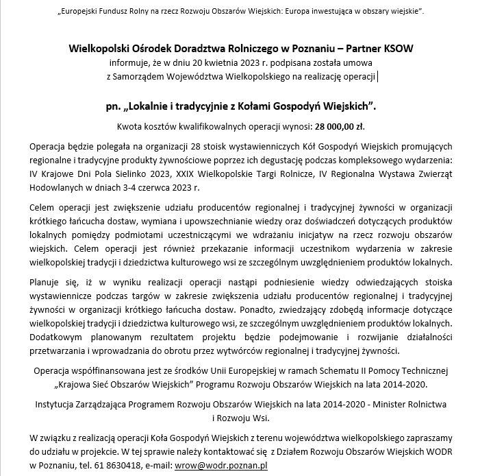 „Lokalnie i tradycyjnie z Kołami Gospodyń Wiejskich”