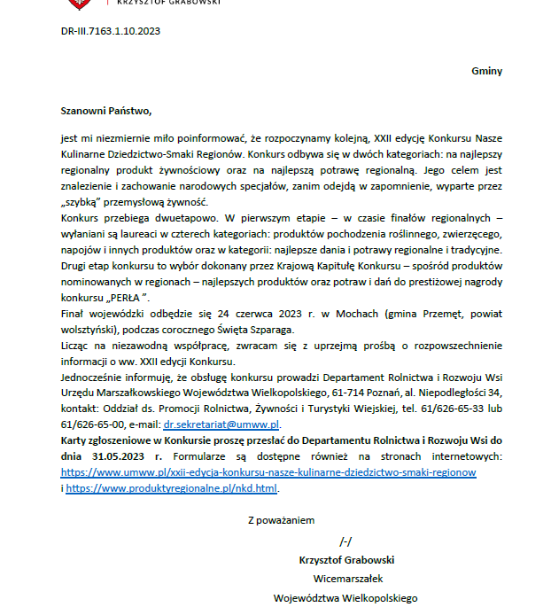 XXII edycja Konkursu Nasze Kulinarne Dziedzictwo Smaki Regionów