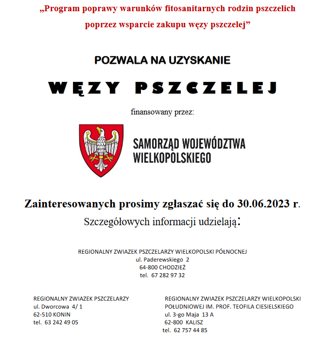 UWAGA WIELKOPOLSCY PSZCZELARZE!