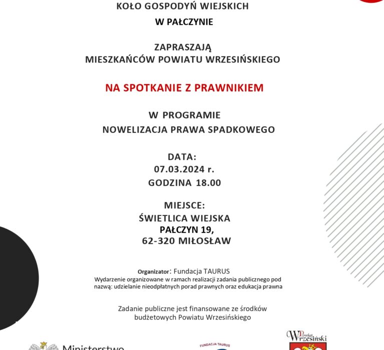 Spotkanie z prawnikiem w Pałczynie!