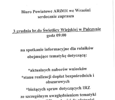 Spotkanie informacyjne dla rolników.