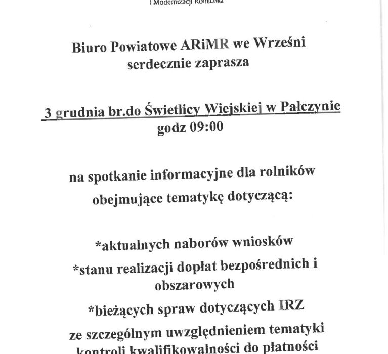 Spotkanie informacyjne dla rolników.