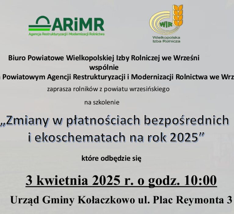 Spotkanie informacyjne dla rolników ws. zmian w dopłatach bezpośrednich i ekoschematach                  w 2025 roku