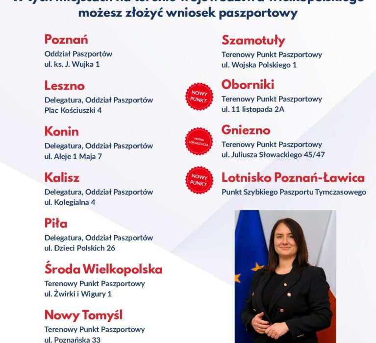Gdzie wyrobić paszport? Informacja od Wicewojewody Wielkopolskiego