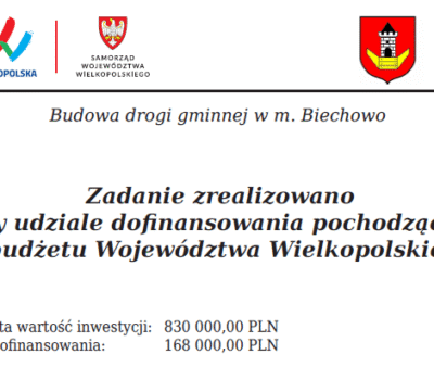 Biechowo – Budowa drogi dojazdowej do gruntów rolnych