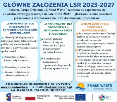 Lokalna Grupa Działania „Z nami warto” zaprasza do zapoznania się z głównymi założeniami Lokalnej Strategii Rozwoju na lata 2023-2027