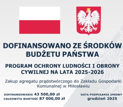 Zakup agregatu prądotwórczego do Zakładu Gospodarki Komunalnej w Miłosławiu