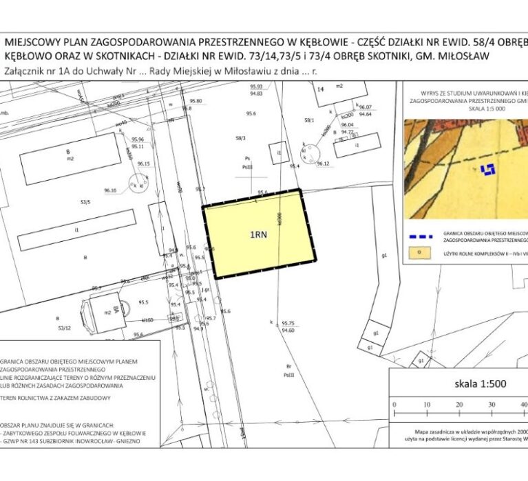 Miejscowy plan zagospodarowania przestrzennego w Kębłowie, część działki nr ewid. 58/4 obręb Kębłowo oraz w Skotnikach działki nr ewid.73/14, 73/5 i 73/4 obręb Skotniki, gm. Miłosław
