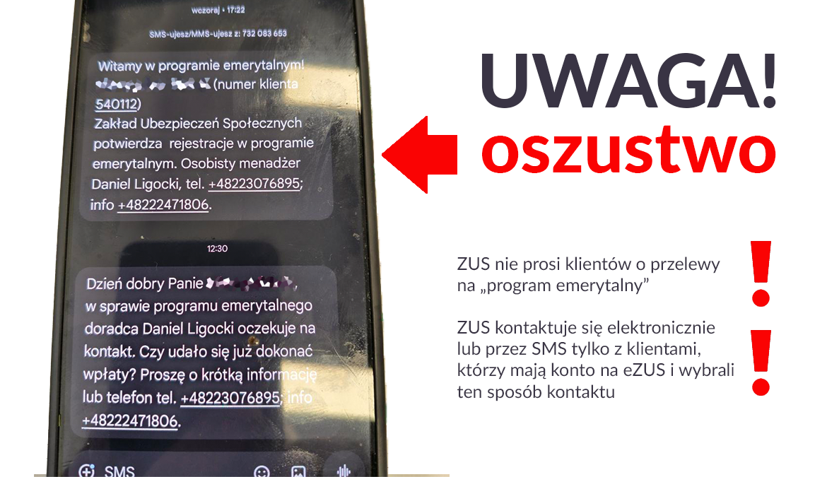 Komunikat ZUS: Próba oszustwa na ZUS