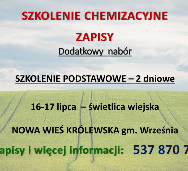 Dodatkowy nabór na szkolenie chemizacyjne dla rolników
