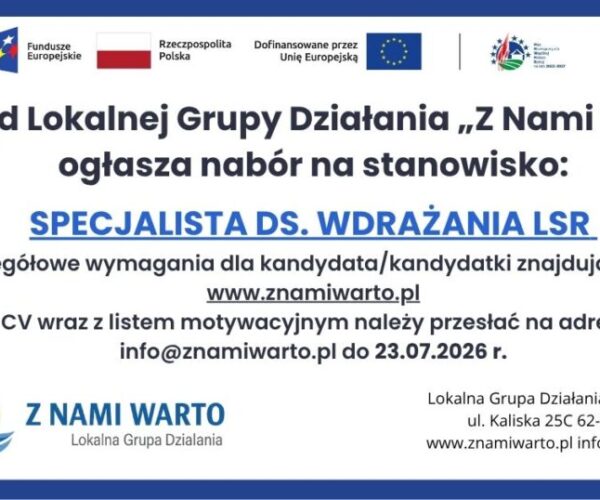 Ogłoszenie o naborze na stanowisko Specjalisty ds. wdrażania LSR w Biurze LGD