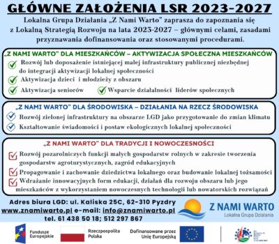 Lokalna Grupa Działania „Z nami warto” zaprasza do zapoznania się z Lokalną Strategią Rozwoju na lata 2023-2027