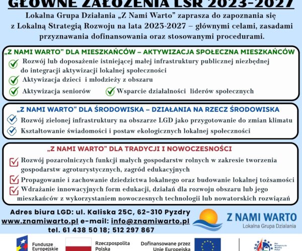 Lokalna Grupa Działania „Z nami warto” zaprasza do zapoznania się z Lokalną Strategią Rozwoju na lata 2023-2027