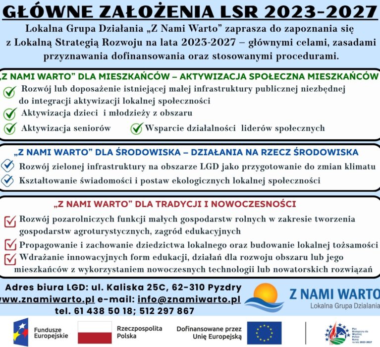 Lokalna Grupa Działania „Z nami warto” zaprasza do zapoznania się z Lokalną Strategią Rozwoju na lata 2023-2027